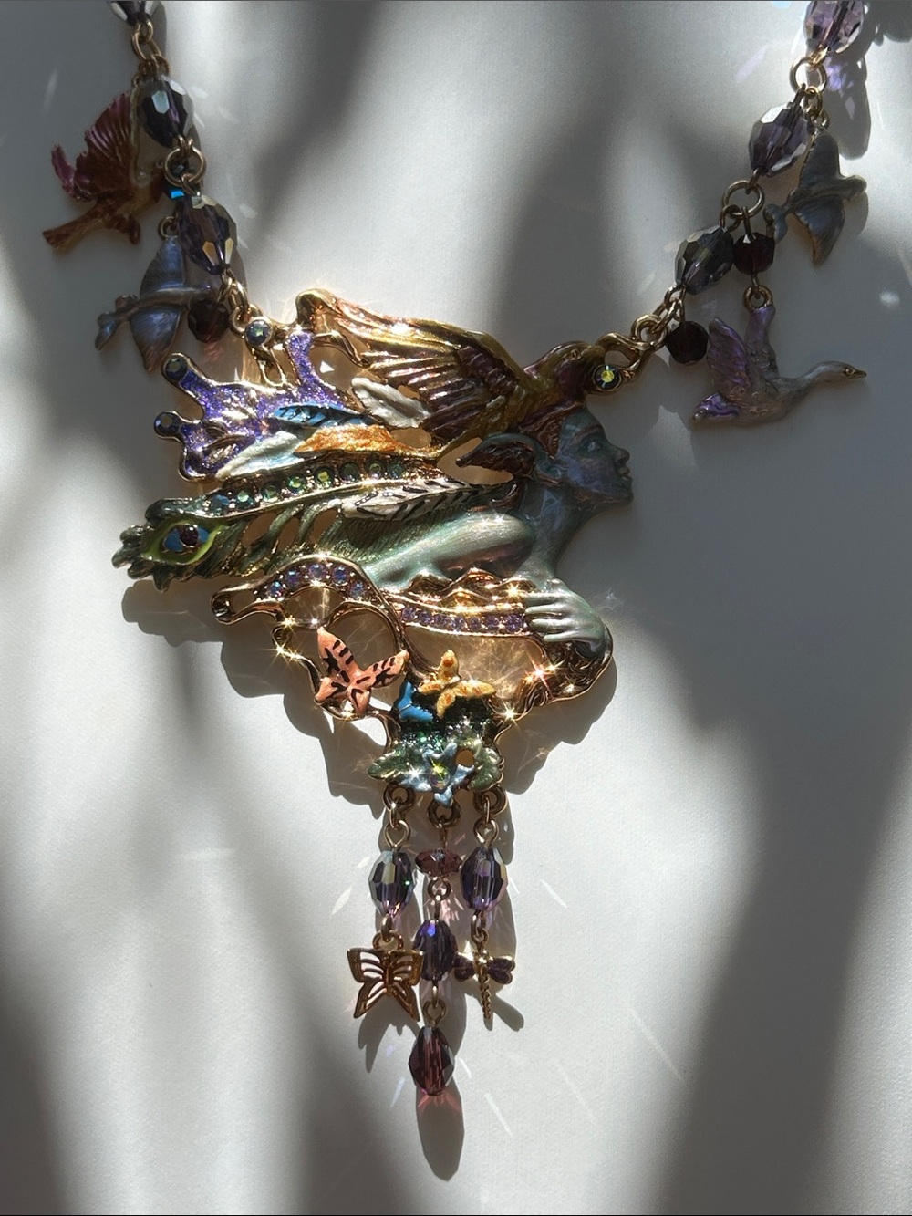 Kirks Folly "Spirit of Flight" Art Nouveau-Inspired Femme Birds Necklace - Picture 6 of 7